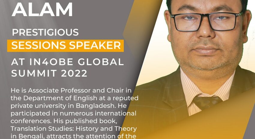 K Ahmed Alam is Prestigious Sessions Speaker at IN4OBE Global Summit 2022