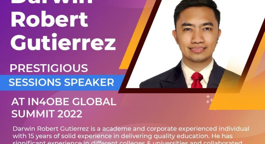 Darwin Robert Gutierrez is Prestigious Sessions Speaker at IN4OBE Global Summit 2022